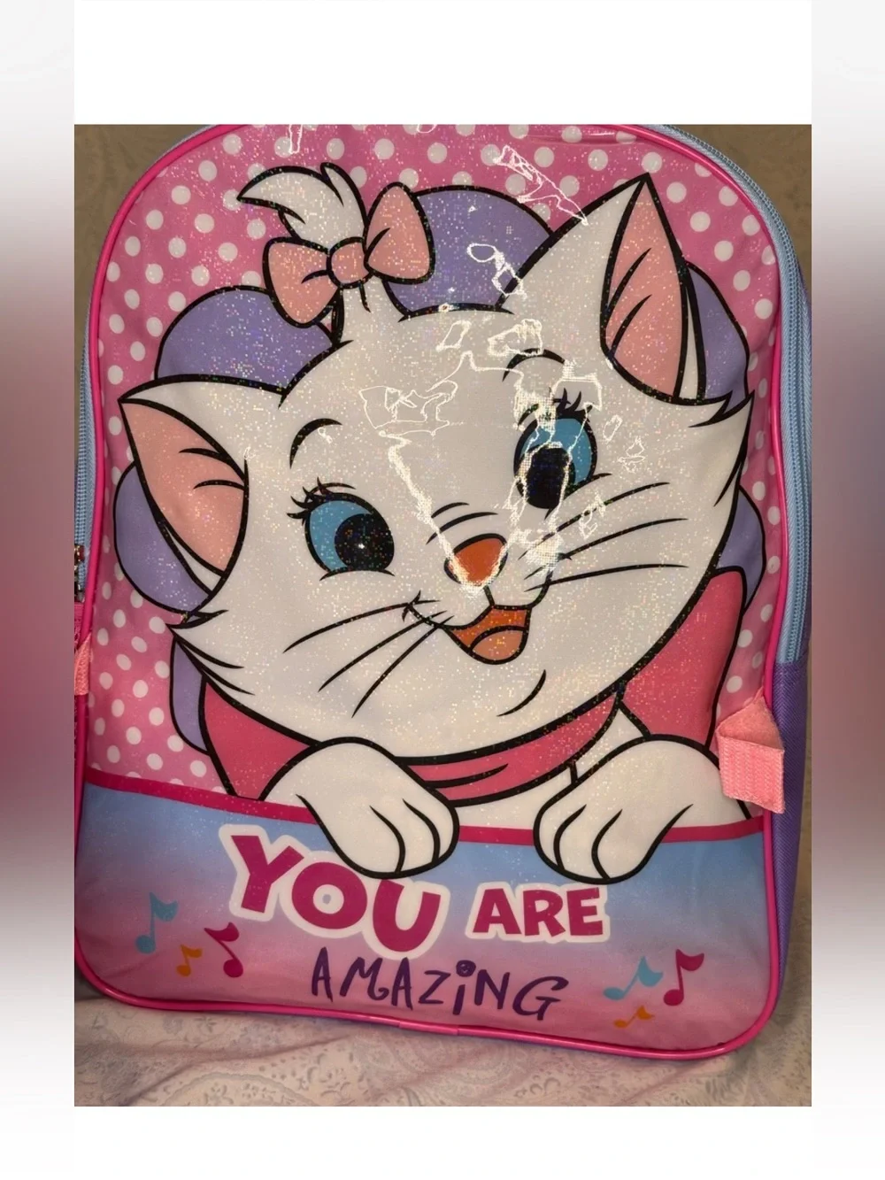 Marie The Aristocats 2 Piece Standard Backpack and attachable Lunch Bag Set